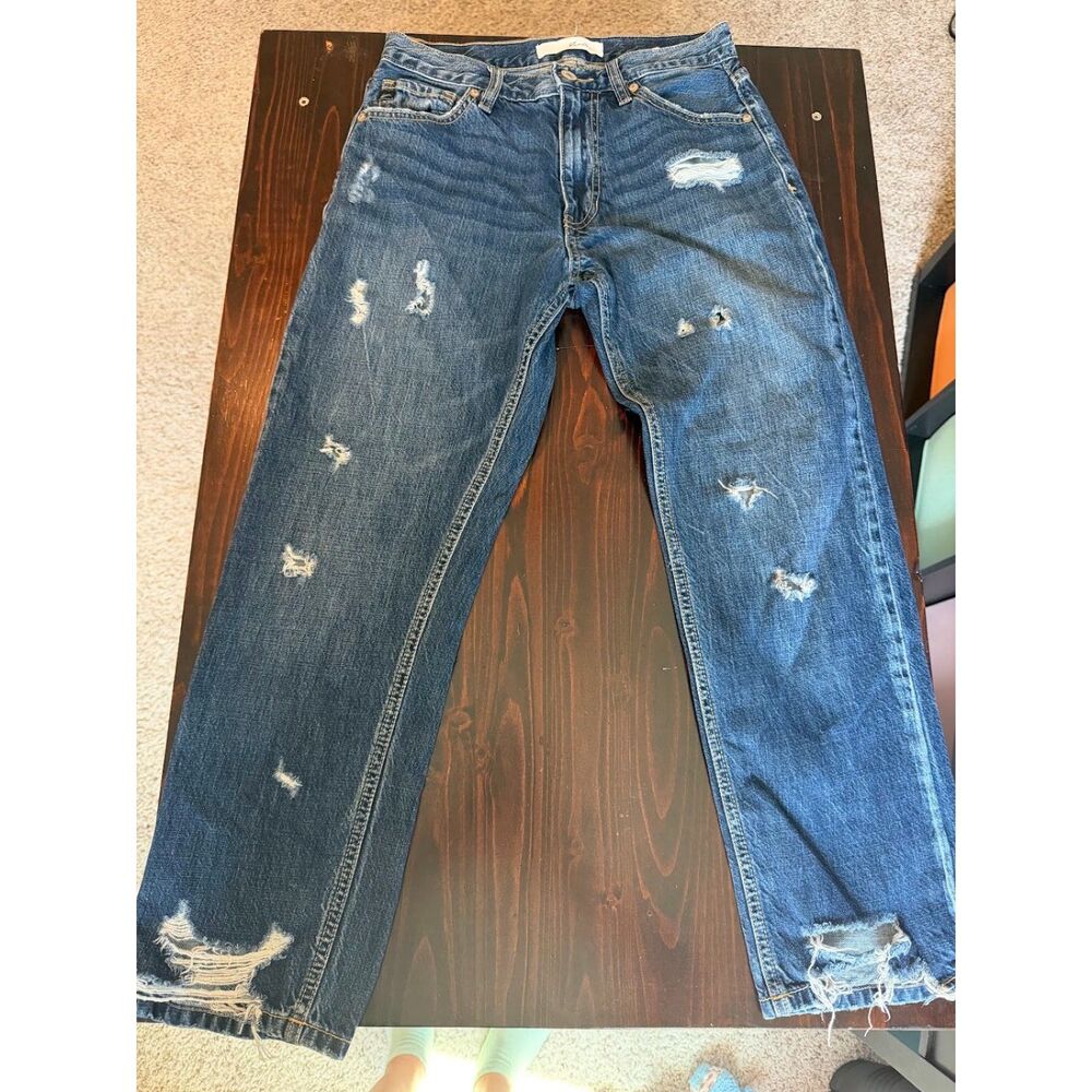 KanCan Distressed Jeans Size 25 Ripped Raw Hem Medium Wash KC8962D